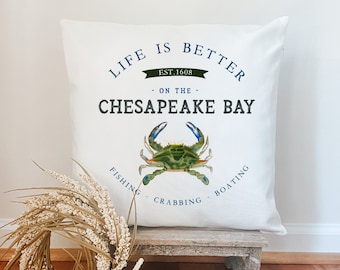 BLUE CRAB Custom Pillow * Chesapeake Bay Decorative Pillow * Magothy River * Severn River * Ocean City * Annapolis * Baltimore * Maryland