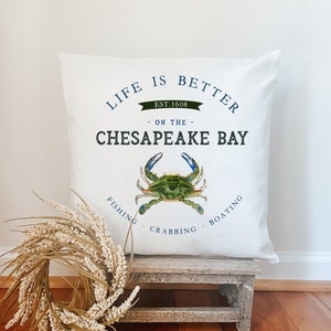 BLUE CRAB Custom Pillow Chesapeake Bay Decorative Pillow Magothy River Severn River Ocean City Annapolis Baltimore Maryland image 1