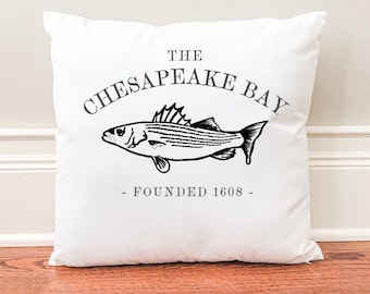 CHESAPEAKE Bay Striped Bass Rockfish Fishing Pillow * Maryland Gift * Annapolis * Ocean City * Baltimore * Virginia * Severna Park