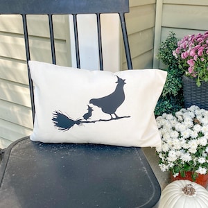 Halloween Chicken Witch Pillow * 12x18 Pillow * Farmhouse Halloween * Chicken Gift * Chicken Decor * Autumn Chicken Decor * Farmhouse