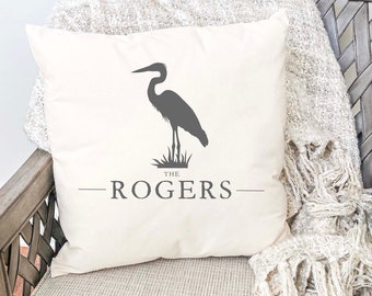 CUSTOM Blue Heron Family Name Pillow * Coastal Decor * Housewarming Gift Wedding Gift * Personalized Heron Pillow * Maryland Decor