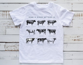 Home Is Where My Herd Is * Kids Cow Shirt * Toddler Cow Shirt * Baby Cow Shirt * Farm Animal Shirt * Cow Birthday * Cow Gift * Cow Crazy