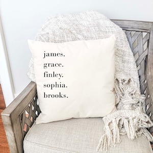 PERSONALIZED Family Name Pillow * 17x17 Pillow * First Name Pillow * Farmhouse Pillow * Calligraphy Pillow * Baby Shower Gift * Housewarming