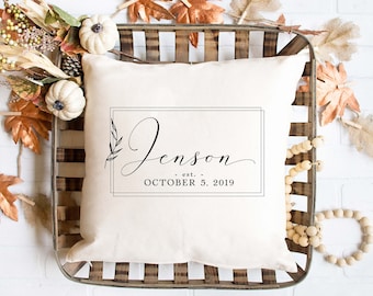 LAST NAME Pillow * Anniversary Gift * Wedding Gift * Fall Wedding Gift * Custom Wedding Gift * Bridal Shower Gift * Fall Bridal Shower *