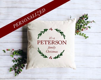 PERSONALIZED Family Christmas Pillow Cover * Decorative Pillow * Custom Family Christmas Gift * Old Fashion Christmas * Farmhouse