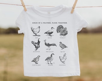 Birds Of A Feather Shirt * Toddler Kids Bird Shirt * Nature Shirt for Kids * Farm Animal Shirt Kids * Bird Tshirt For Kids