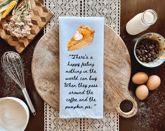 Pumpkin Pie Decorative Towel * Thanksgiving Hostess Gift * Thanksgiving Decor * Christmas Lyrics * Christmas Decor * Christmas Housewarming