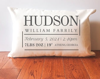 Custom Birth Announcement Pillow | New Baby Gift | Personalized Baby Gift | Nursery Decor, Baby Shower Gift, Birth Stats, Baby Name New Baby