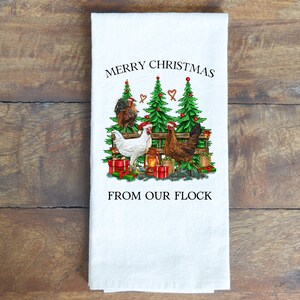 Merry Christmas From Our Flock * Christmas Chicken Gift * Chicken Decor * Chicken Towel * Crazy Chicken Lady * Backyard Chickens