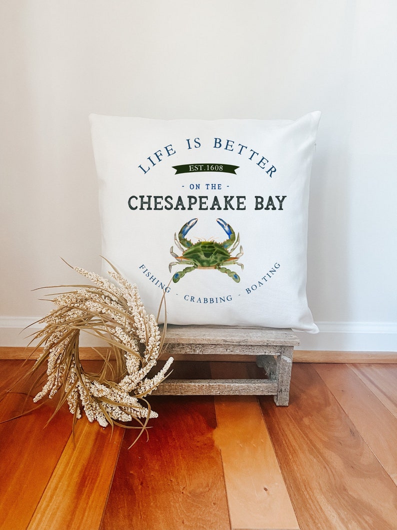 BLUE CRAB Custom Pillow Chesapeake Bay Decorative Pillow Magothy River Severn River Ocean City Annapolis Baltimore Maryland image 1