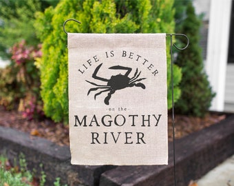 CUSTOMIZED "Life Is Better On The..." Garden Flag - Magothy River - Chesapeake Bay - Beach House Flag - Lake House Flag - Patio Garden Decor