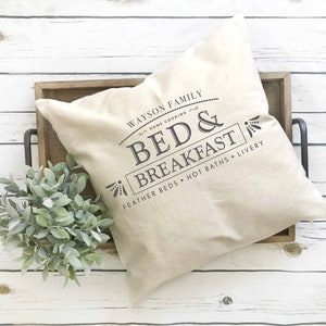 GEPERSONALISEERDE Bed & Breakfast kussensloop * 17 x 17 * boerderij decor * gezellige Cottage * shabby chic * rustiek decor * Inwijdingsfeest cadeau