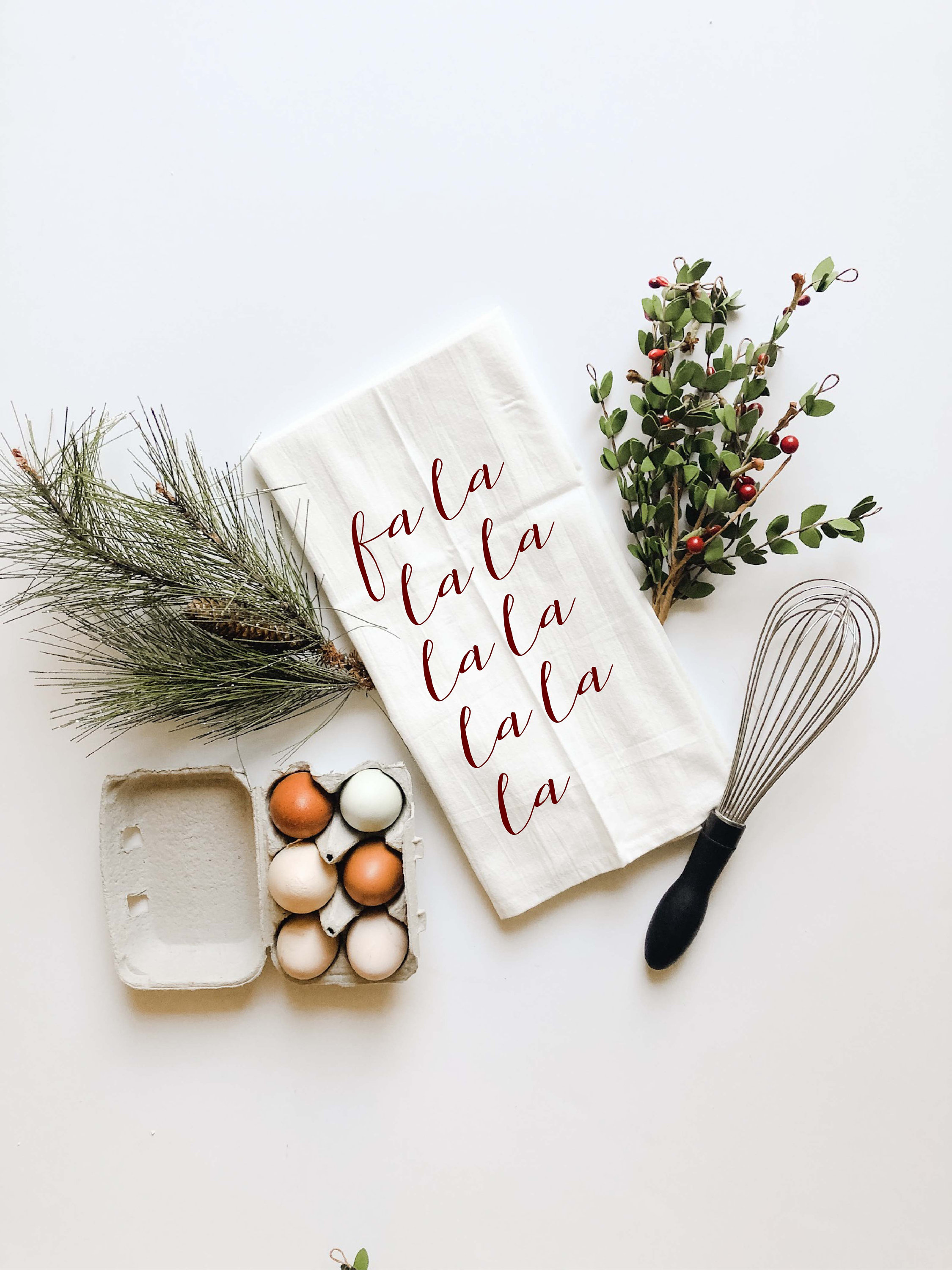 Fa La Kitchen Flour Sack Towel Christmas Decor Farmhouse Lyrics Tea Towel