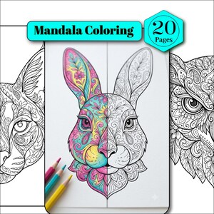 Mandala Coloring Pages for Adults | Printable Art Therapy Botanical & Animal Mindfulness Stress Relief