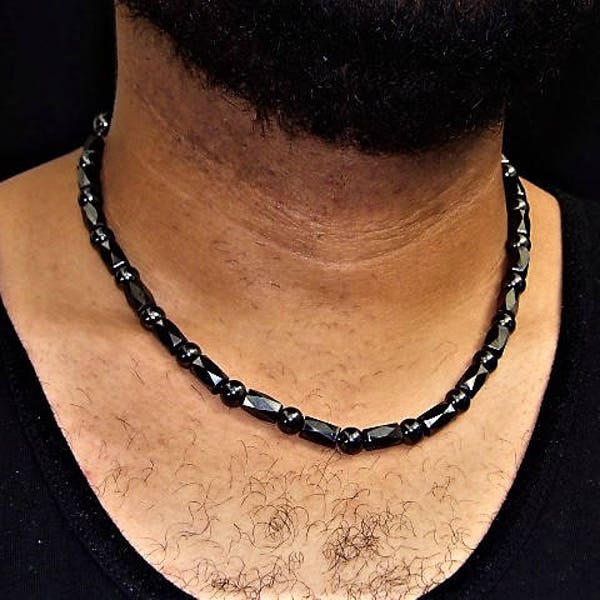 Mens Magnetic Hematite Stretch Necklace Therapeutic* High Powered