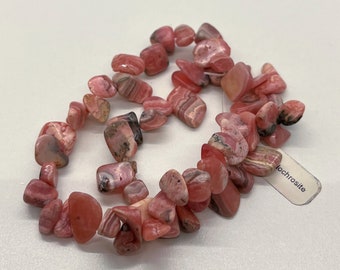 Rhodochrosite Strand - 8mm tip drilled, irregular teardrops gemstone beads - destash supplies