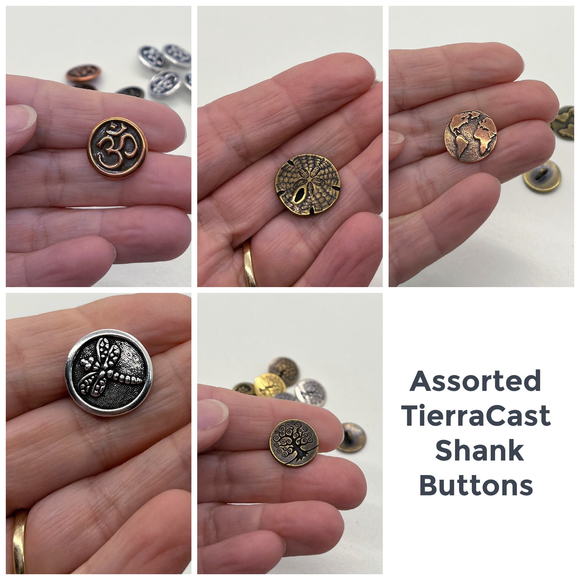 TierraCast Leaf Buttons, Antique Brass, Round Leaf Button, Bronze