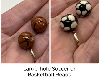 DESTASH: Ceramic Sports Ball Beads, Soccer Beads, Basketball Beads