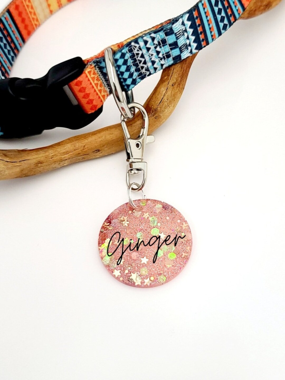 Pink Glitter Dog Tag Resin Dog Tag Fancy Dog Tag Etsy