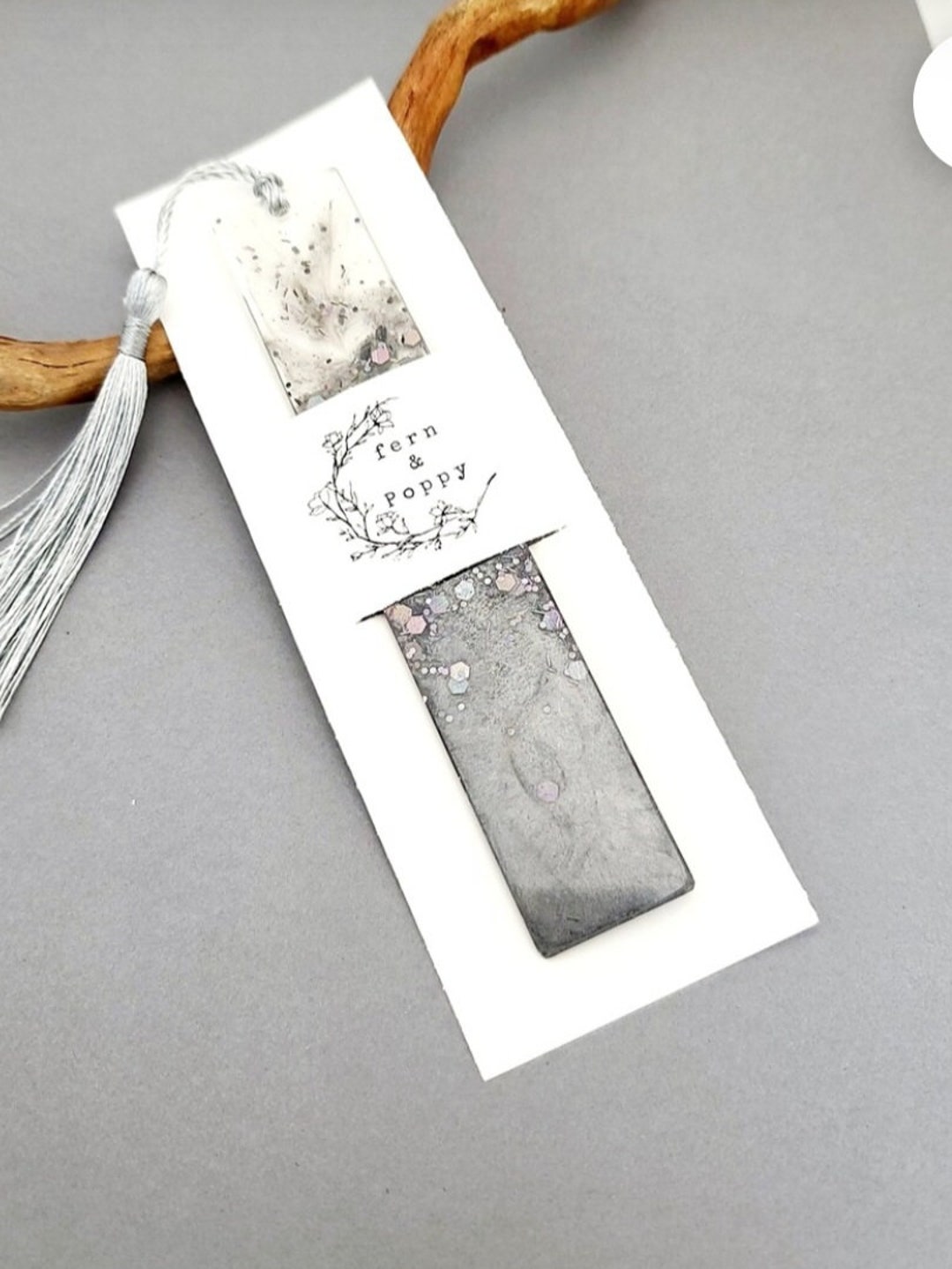 Grey Bookmark Resin Bookmark Glitter Bookmark Tassel - Etsy
