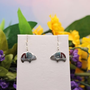 Southwestern Sterling Silver Turquoise And Coral Dangle Earrings