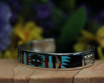 Native American Zuni Sterling Silver Cuff Bracelet by C