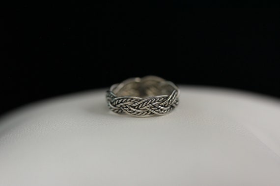 Sterling Silver Weave Thick Braid Band Ring - image 2