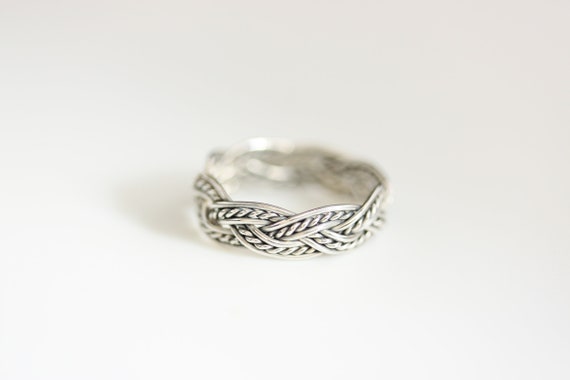 Sterling Silver Weave Thick Braid Band Ring - image 3