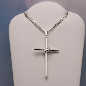 Handcrafted Sterling Silver High Polished Cross In Hoop Pendant