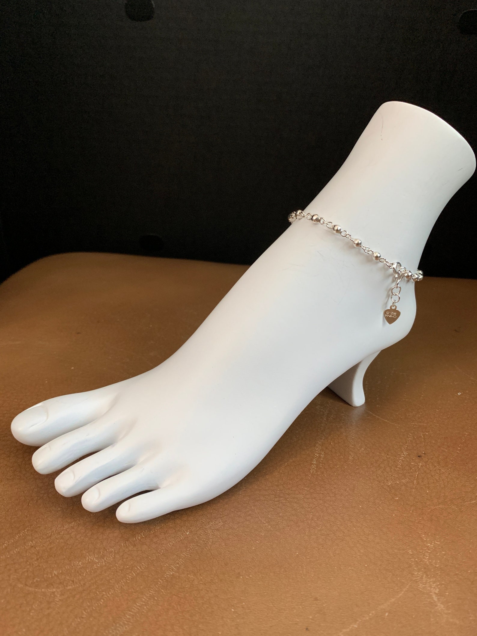 Sterling Silver Anklet Ball And Chain Ankle Bracelet Etsy