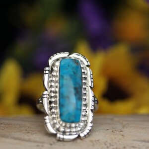 Size 7 Kingman Turquoise Native American Sterling Silver Ring By Daniel Benally