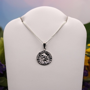Handcrafted Sterling Silver Round Saint Christopher Medallion Pendant
