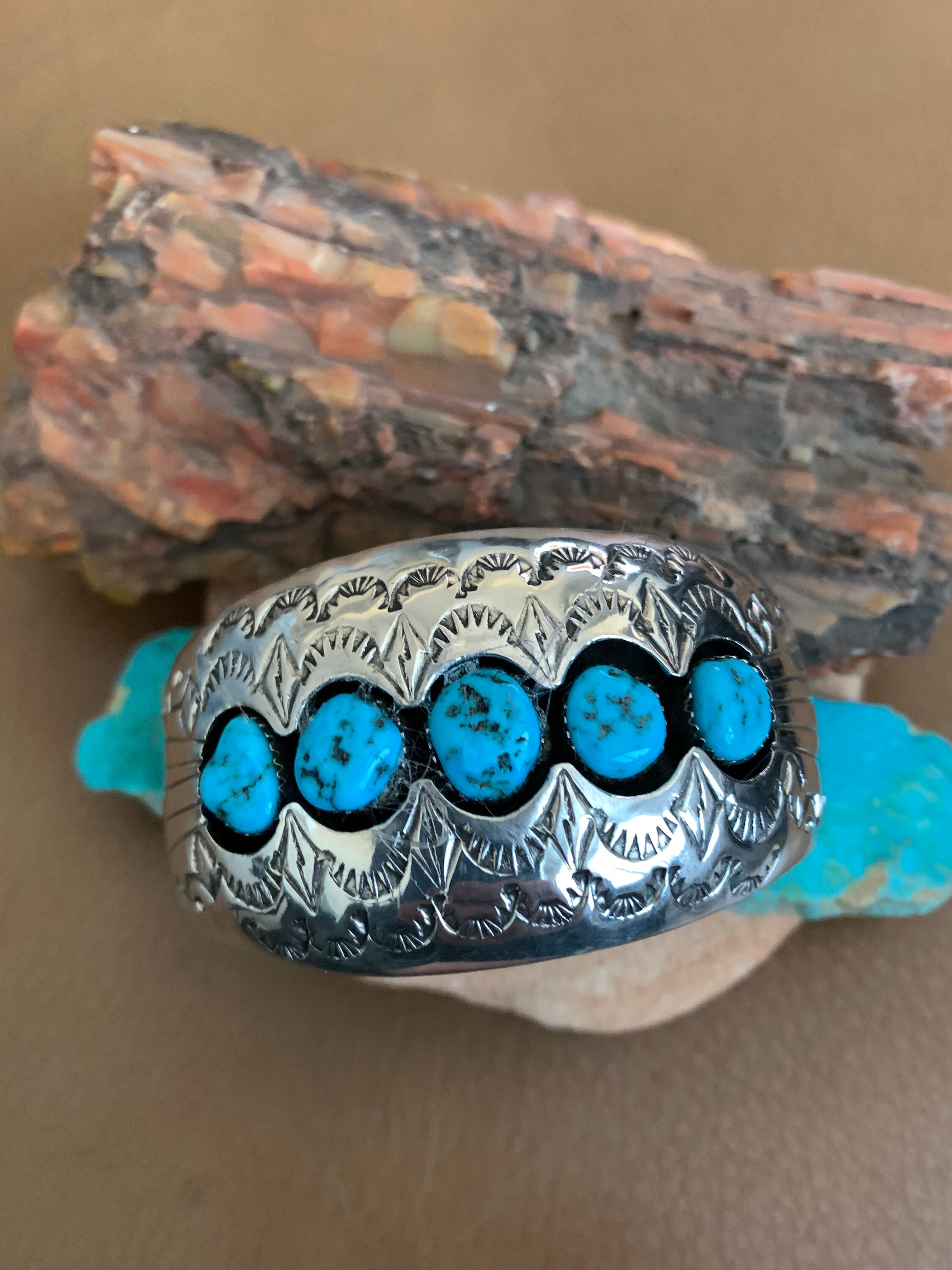 Native American Jewelry Sterling Silver Turquoise Cuff Bracelet