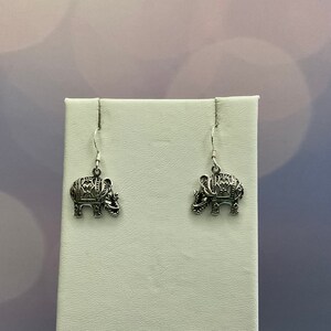 Handcrafted Sterling Silver Elephant Earrings Sterling Silver Elephant Dangle Earrings
