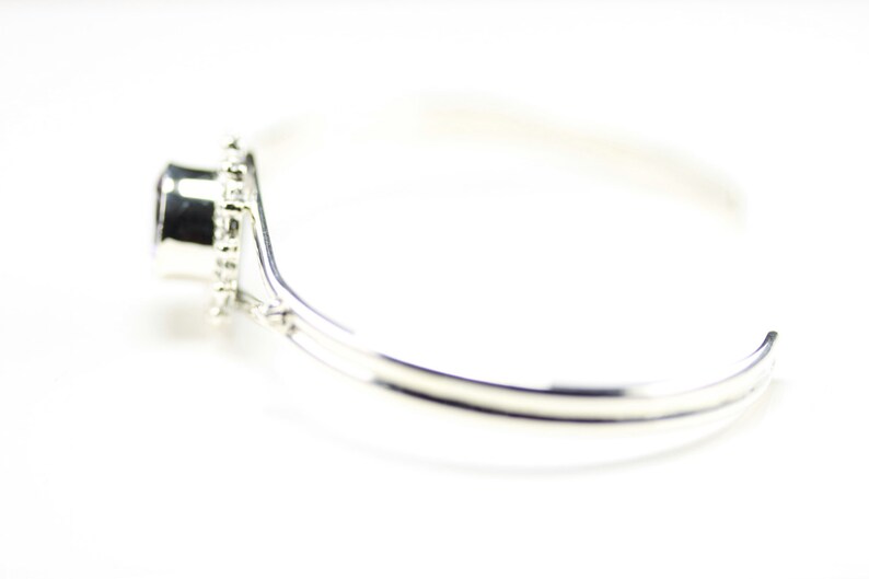 Native American Indian Jewelry Sterling Silver Amethyst Cuff Bracelet