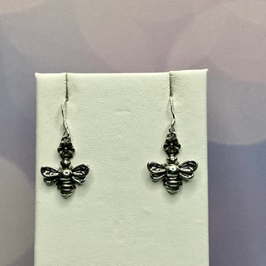 Handcrafted Sterling Silver Honey Bee Earrings Sterling Silver Honey Bee Dangle Earrings