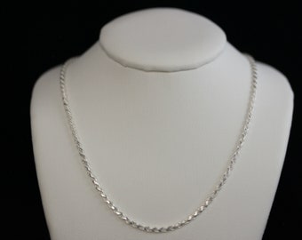 Sterling Silver 1.7mm Diamond Cut Rope Chain 16" 20" 24" 30" Sterling Silver Necklace