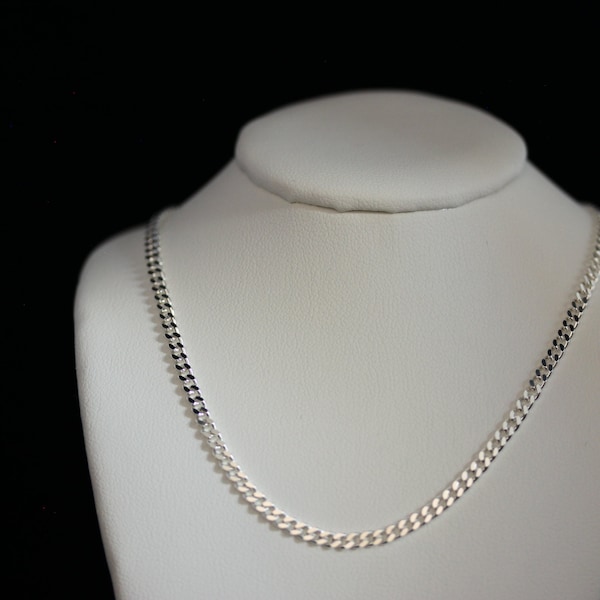 Sterling Silver 3mm Curb Chain 18"24" 30" Sterling Silver Necklace