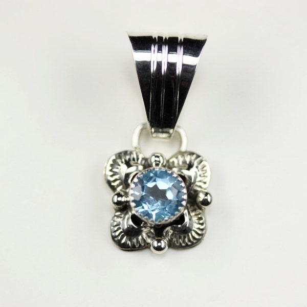 Native American Sterling Silver Blue Topaz Pendant