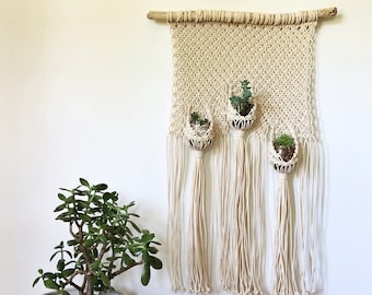 Macrame Wall Hanging Pattern for Triple Plant Hanger Pouches | Macrame Pattern Wall Hanging | Macrame DIY | Macrame Wall Hanging