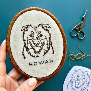 Personalized Pet Gift Dog Portrait From Photo Custom Wall Art With Frame Mini Embroidery Set DIY Kit Pet Memorial Gift Handmade Keepsake