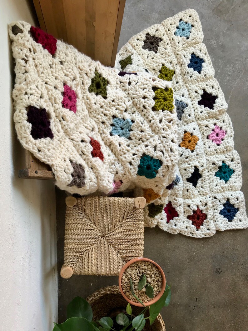 Chunky Crochet Granny Square Blanket Pattern for Beginners Etsy Sweden