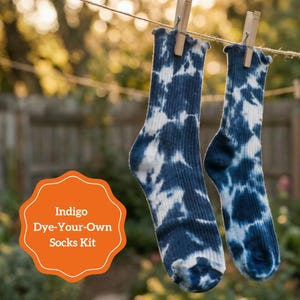 Indigo dye kit ruffle socks tie dye craft day outdoor spring activity tweens birthday summer party idea backyard games DIY adults shibori