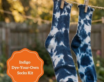 Indigo dye kit ruffle socks tie dye craft day outdoor spring activity tweens birthday summer party idea backyard games DIY adults shibori
