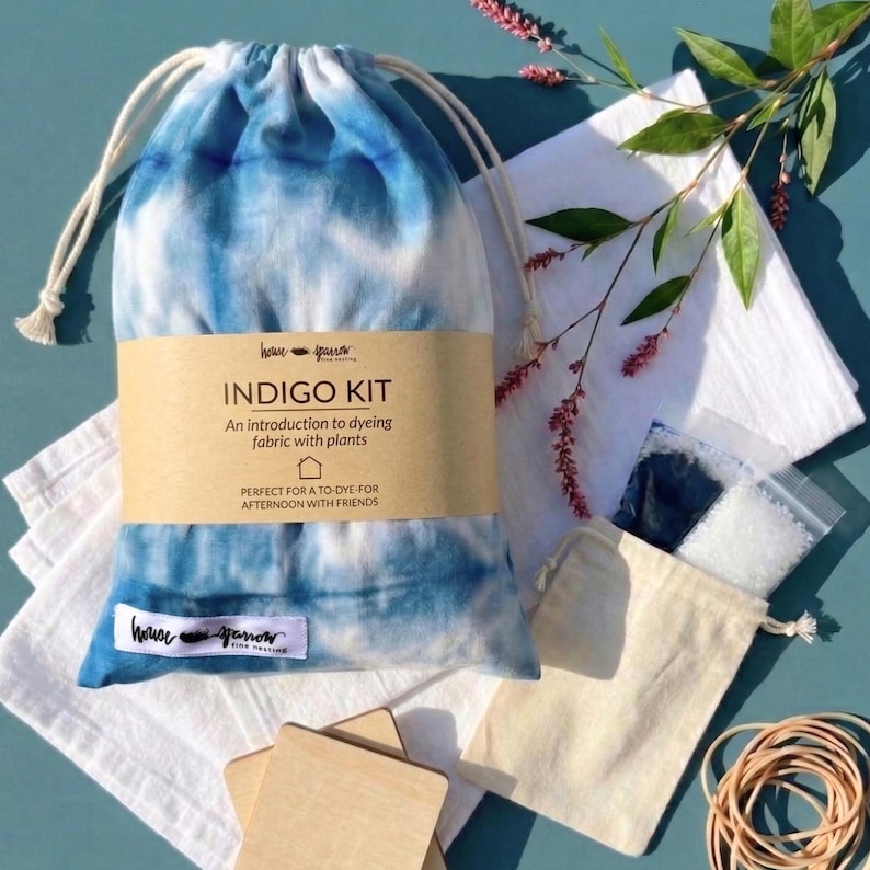 Indigo Kit Tie Dye Kit Indigo Shibori Blue Kitchen Towel Diy Craft Adults Natural ...