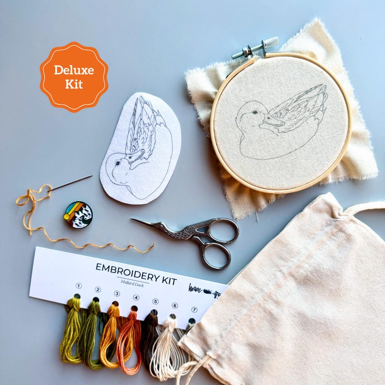Kit de bordado de pato real, regalo para avistamiento de aves, juego de costura para principiantes, arte de caza, decoración de vivero de aves acuáticas, proyecto de manualidades en miniatura para avistamiento de aves. imagen 8