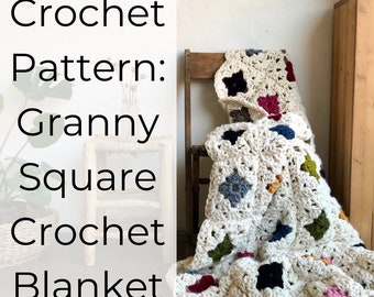 Chunky Crochet Granny Square Blanket Pattern for Beginners | Crochet Pattern | Easy Crochet Blanket Pattern | Crochet Baby Blanket