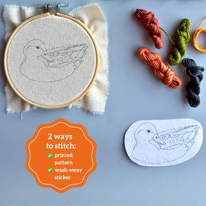 Kit de bordado de pato real, regalo para avistamiento de aves, juego de costura para principiantes, arte de caza, decoración de vivero de aves acuáticas, proyecto de manualidades en miniatura para avistamiento de aves. imagen 9