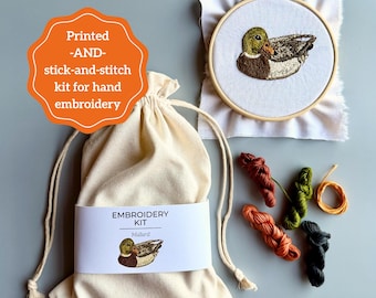 Kit da ricamo con anatra selvatica, regalo per birdwatching, set da ricamo per principianti, arte della selvaggina, uccelli acquatici, decorazione per cameretta, progetto artigianale in miniatura per birdwatching