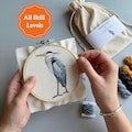 Beginner Embroidery Kit for Adult Learn To Stitch Heron Bird Art Easy Needlework Starter Gift For Crafter Craft Night Slow Living Idea